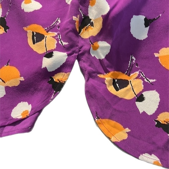 EUC Equipment Femme Floral Printed Ruffle Sleeve Pockets Silk Shirtdress M - Picture 12 of 12